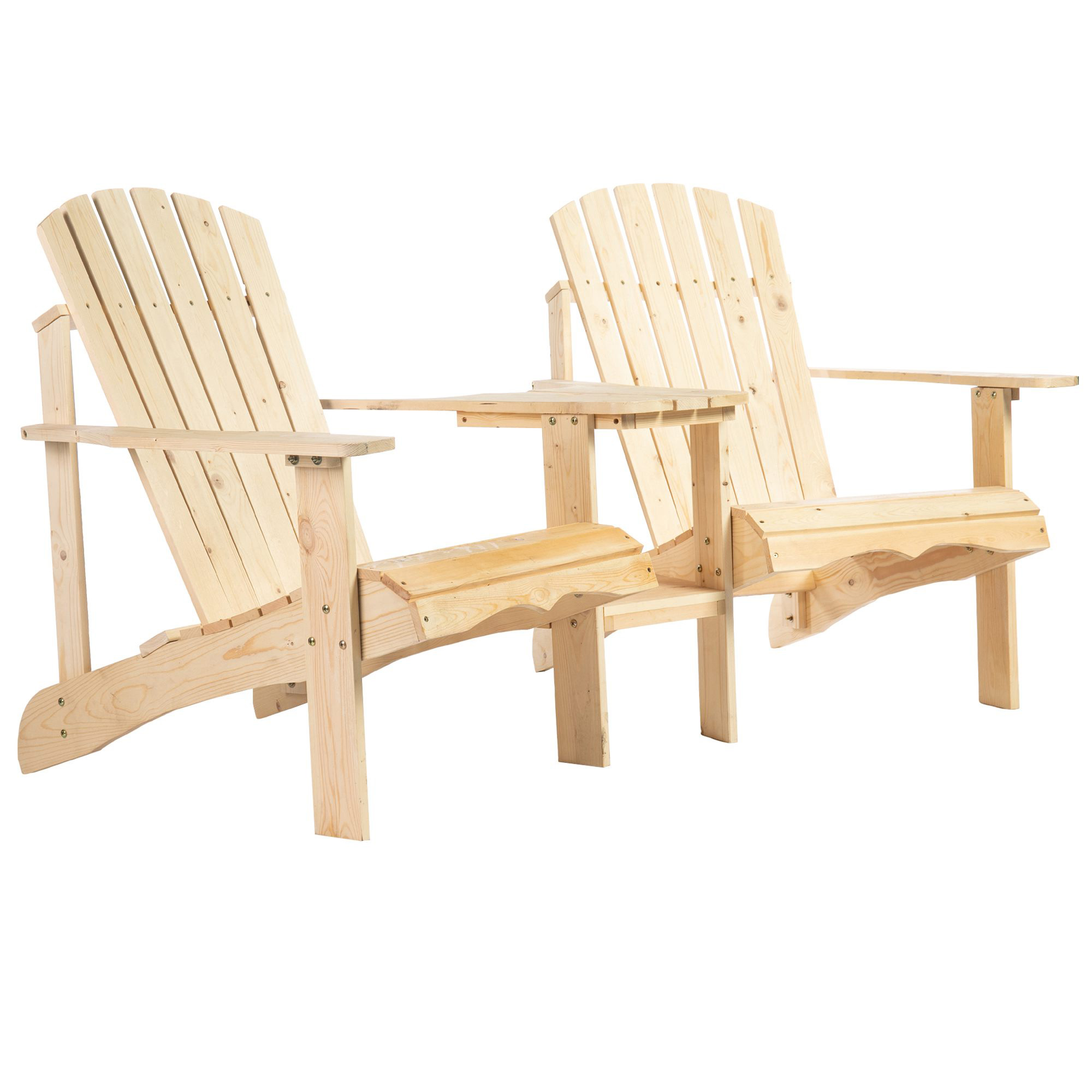 2 tuinstoelen met bijzettafel naturel dennenhout 178 x 87 x 92 cm