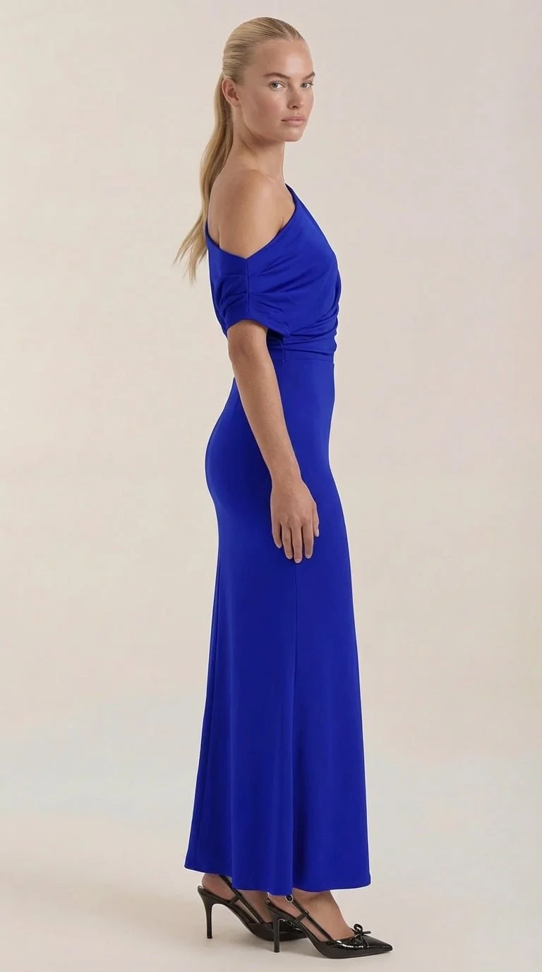 One-Shoulder-Maxikleid