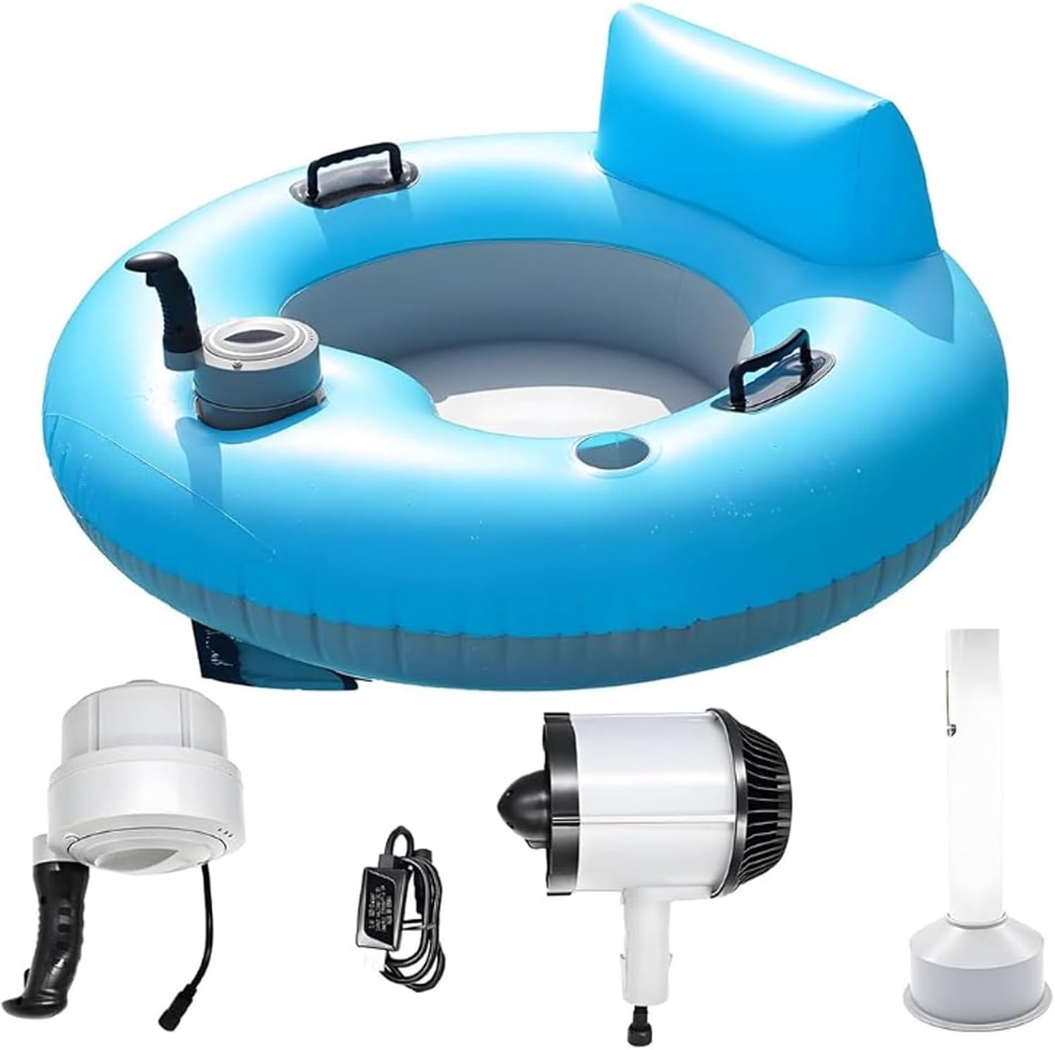 Elektrisch Aufblasbare Poolliege Mit 50-W-Motor, Elektrischer Schwimmstuhl/Flut, 360° Drehbar, Aus PVC, In 3 Minuten Aufgeblasen, Für Pool, See, Meer Und Wasserpark