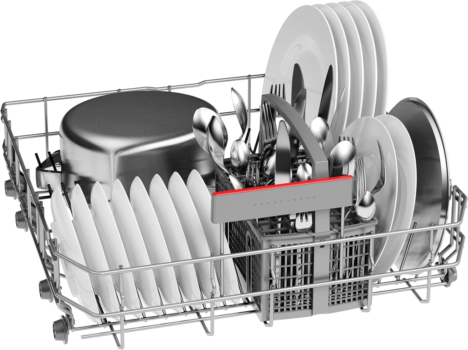Bosch SMU4ETS08E, Serie 4, Smarter Unterbau-Geschirrspüler 60 cm, Besteckkorb, Spülmaschine mit Programmassistent, besonders Leise, höhenverstellbarer Oberkorb, Automatische Türöffnung, Edelstahl
