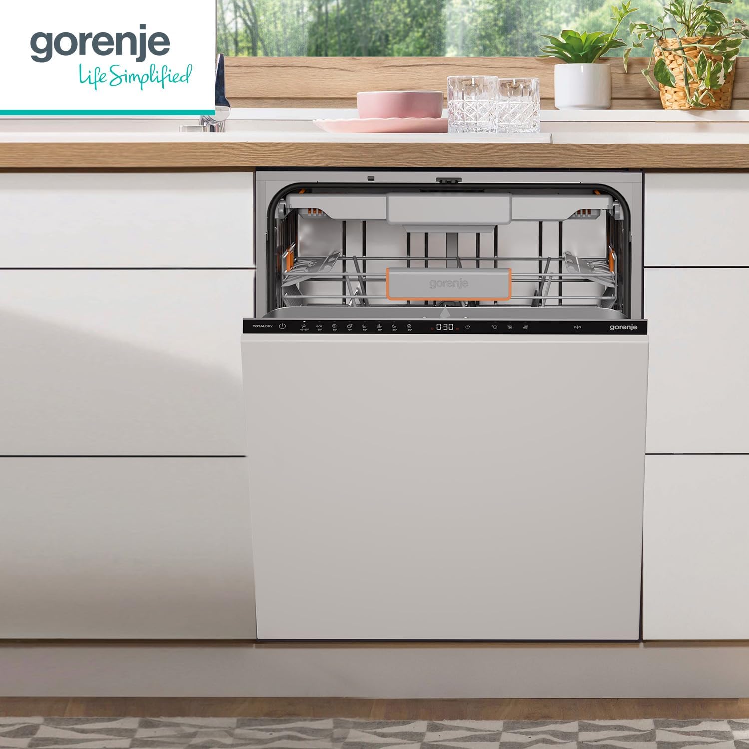 Gorenje GV663A66 Geschirrspüler/Einbaugerät FRONT NICHT ENTHALTEN/Made in EU/60 breite/16 Maßgedecke/8 Programme/TotalDry/Nachtprogramm/Status LED Licht/EEK: A-10%/Einbaumaße (HxBxT): 82 x 60 x 55,5cm