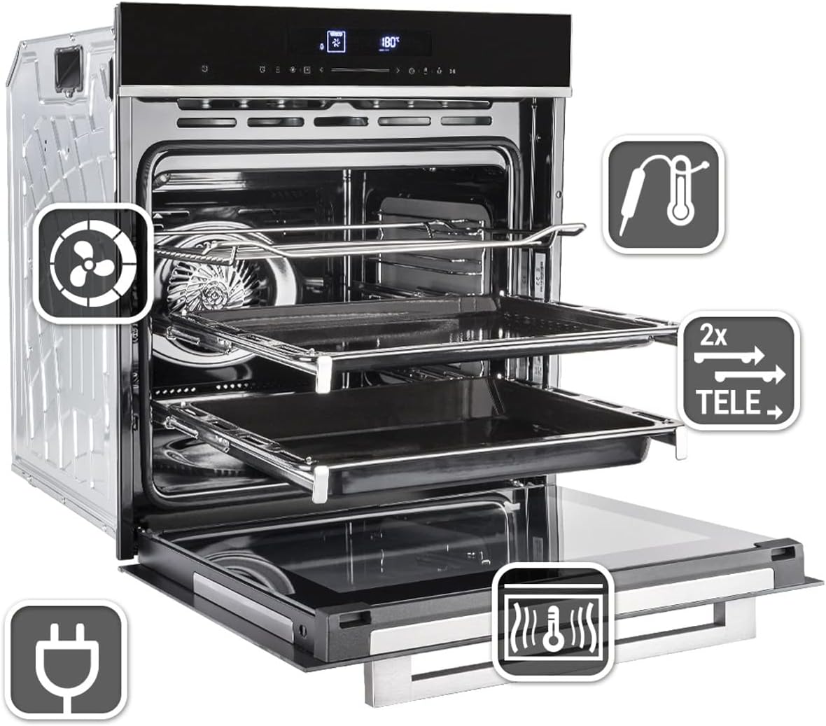 Autarkes Herdset: 60cm Einbaubackofen EB8017ED | 59cm Induktionskochfeld IH85901FZ | Katalyse | Pizzafunktion | Grill | Umluft | Heißluft | Automatik-Timer | SET8017IH592FZ