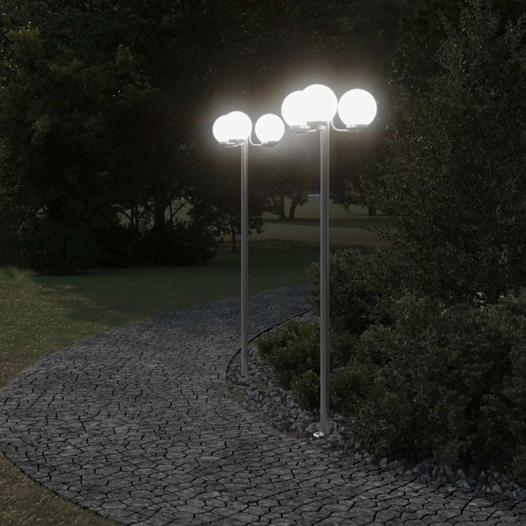vidaXL Wegeleuchten 2 Stk., Wegeleuchte mit IP44-Schutzart, Außenleuchte mit Diffusor, Standleuchte Gartenlampe, Silbern Edelstahl