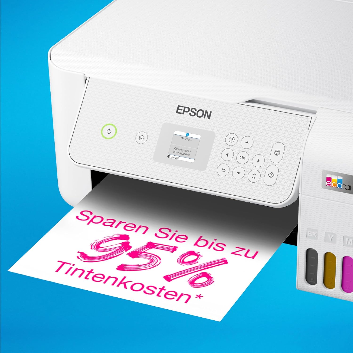 EcoTank ET-2876 Tintentankdrucker für vielbeschäftigte Haushalte WLAN A4 Drucken, Kopieren, Scannen 3.7 cm LCD-Bildschirm inkl. Tinte für bis zu 3 Jahre