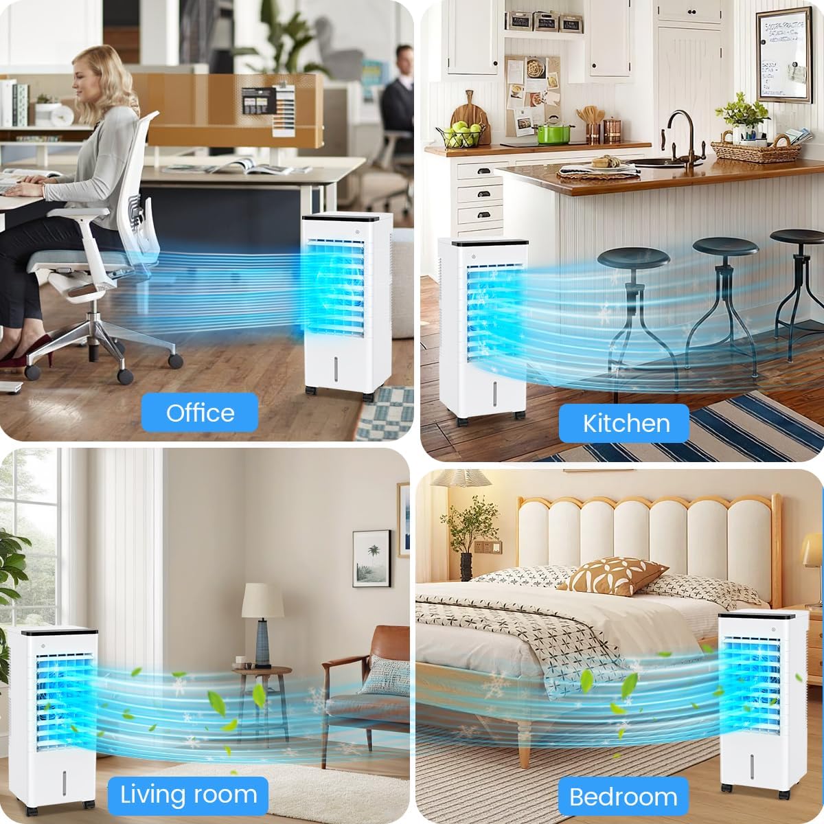 Klimaanlage Mobil, Klimageräte Tragbarer Luftkühler Ventilator mit Wasserkühlung 6L, 15H Timer, 3 Modus Geschwindigkeit, Air Conditioner Klimaanlage Ohne Abluftschlauch für Zuhause Dachgeschoss Büro
