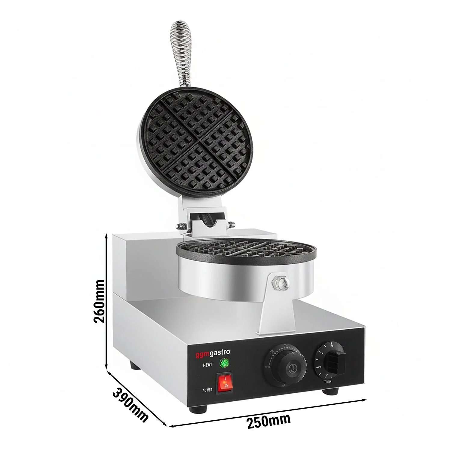 Vaffeljern - enkelt - mekanisk termostat - 1,30 kW - Form: Belgiske vafler rund - ? 180 mm - st?pejernsplater med non?stick?belegg
