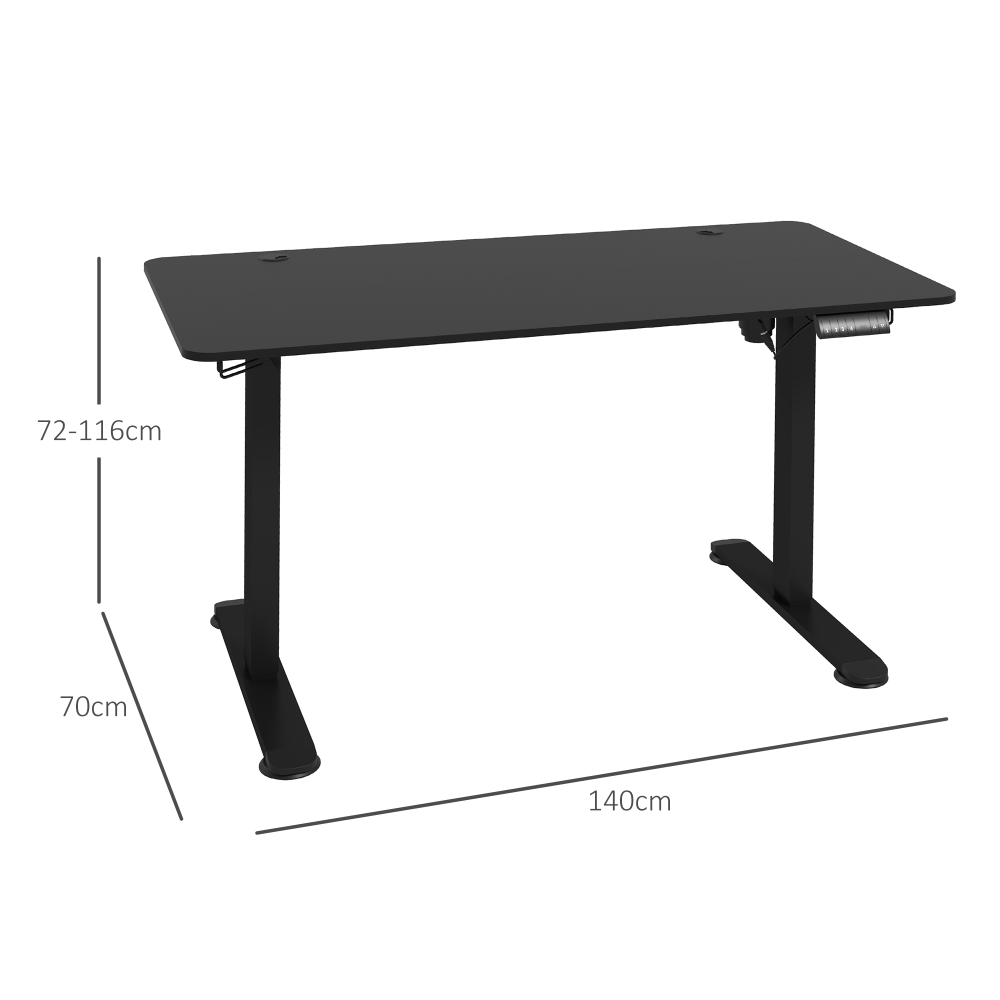 Vinsetto Verstelbaar Zit-Stabureau Computertafel, 140 cm x 70 cm x 116 cm, Zwart