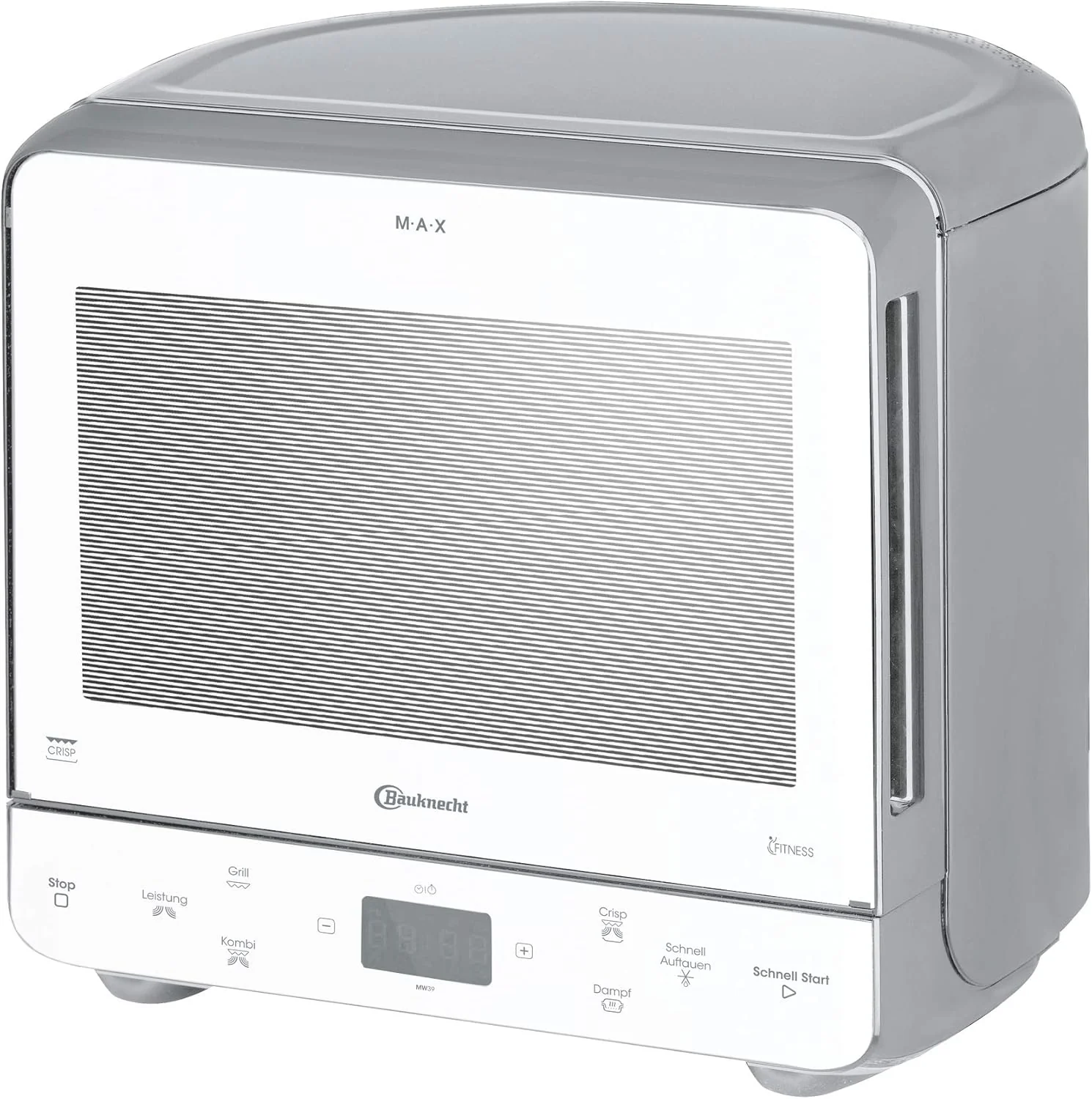 Bauknecht MW 39 WSL / Kombination Grill und Mikrowelle / Crisp Funktion / 700 W / 13 L Garraum / Super-Kompakt Design / Dampfgarfunktion / Schnellauftau-Funktion, Wei?/Silber