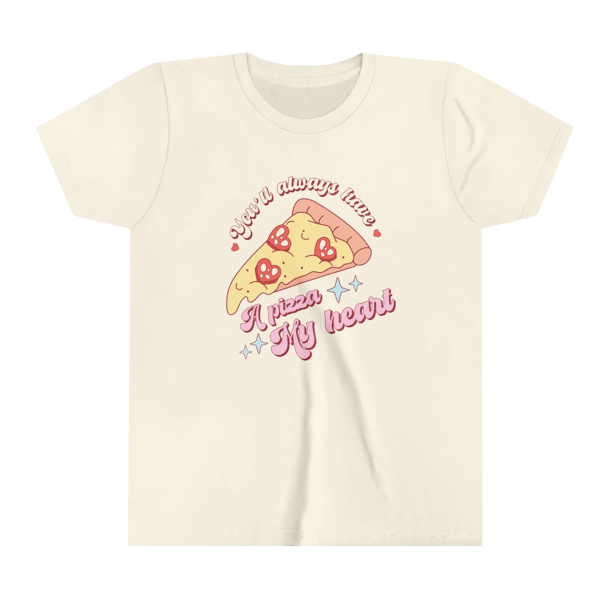 Valentine Toddler Shirt - Retro Valentine's Day Kids Shirt - Cute Vintage Natural Valentine Toddler Tee - Pizza Valentine Shirt