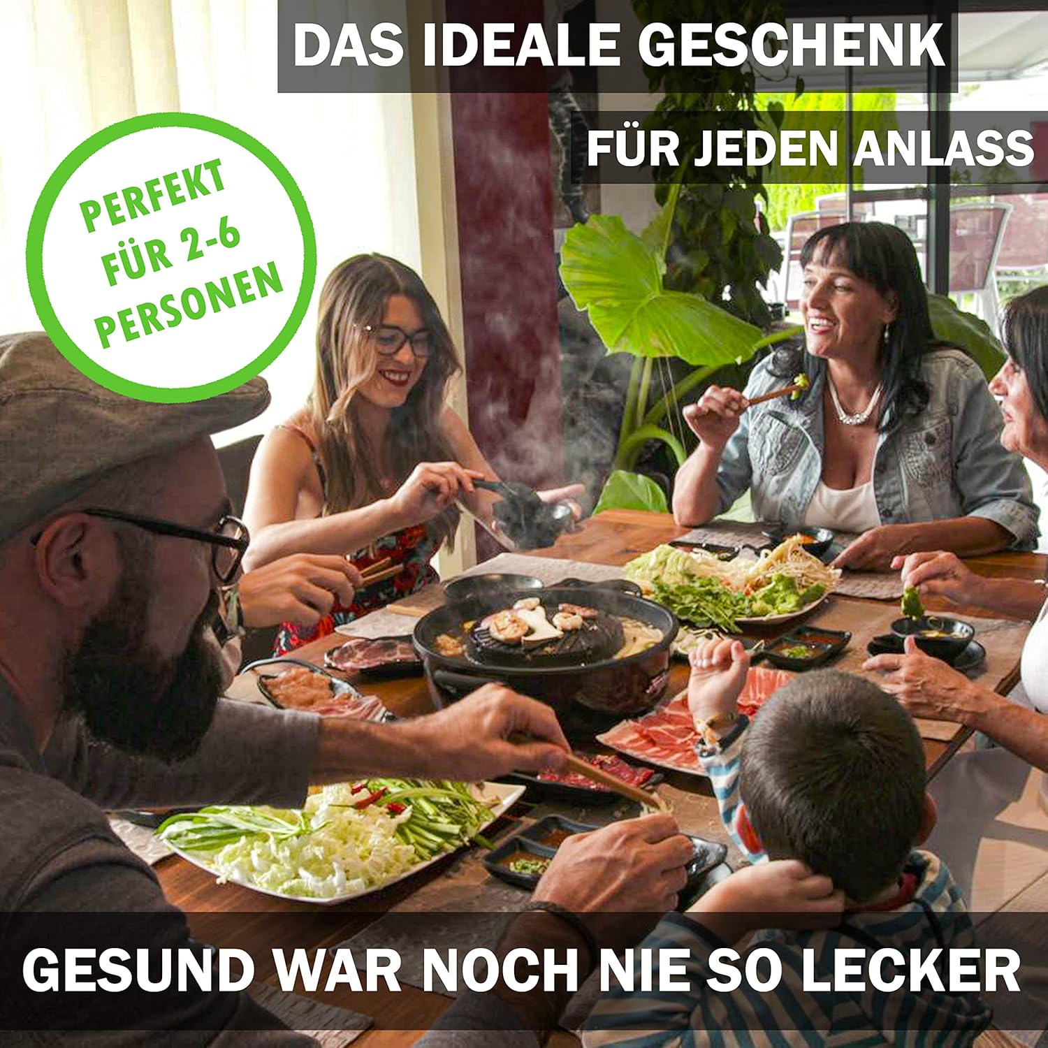 TomYang BBQ inkl. Premium Zubehör für 2 Personen - Original Thai Grill und Hot Pot. Die gesunde Schlankmacher-Küche aus Fernost als Tischgrill, Elektrogrill und Asia Fondue