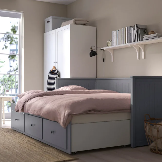 2025 IKEA HEMNES dagbed met 3 lades ?C Grijs, 80 x 200 cm, ruimtebesparend en veelzijdig