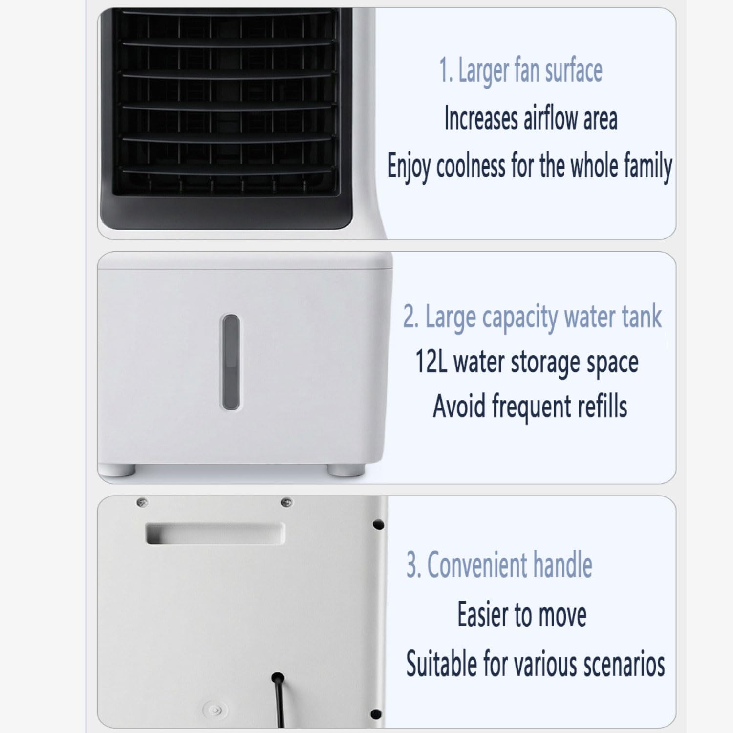 Fensterlose, tragbare Klimaanlage mit 60°-Oszillation, abluftloses Klimagerät, schlauchloser, leiser Verdunstungskühler mit Oszillation, Kühlbox-Ventilator für Schlafzimmer, Innen- und Außen