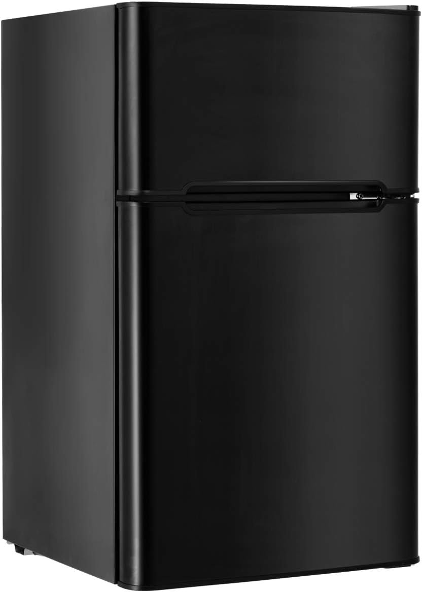 RELAX4LIFE Minikühlschrank 90L, Kühlschrank mit 27L Gefrierfach, Gefrierschrank mit Temperaturregelung, Kühl-Gefrier-Kombination mit Türablage & Höhenverstellbaren Füßen (Black)