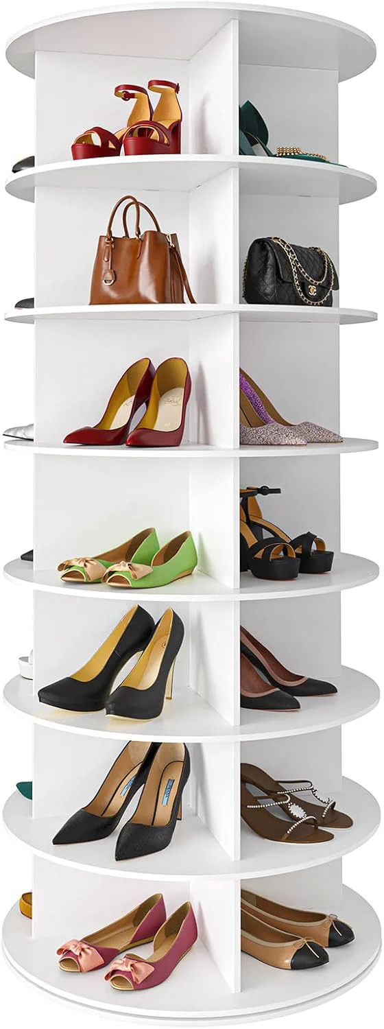 SpaceAid 7 Tier Rotating Shoe Rack Tower, Spinning Shoe Display Lazy Susan