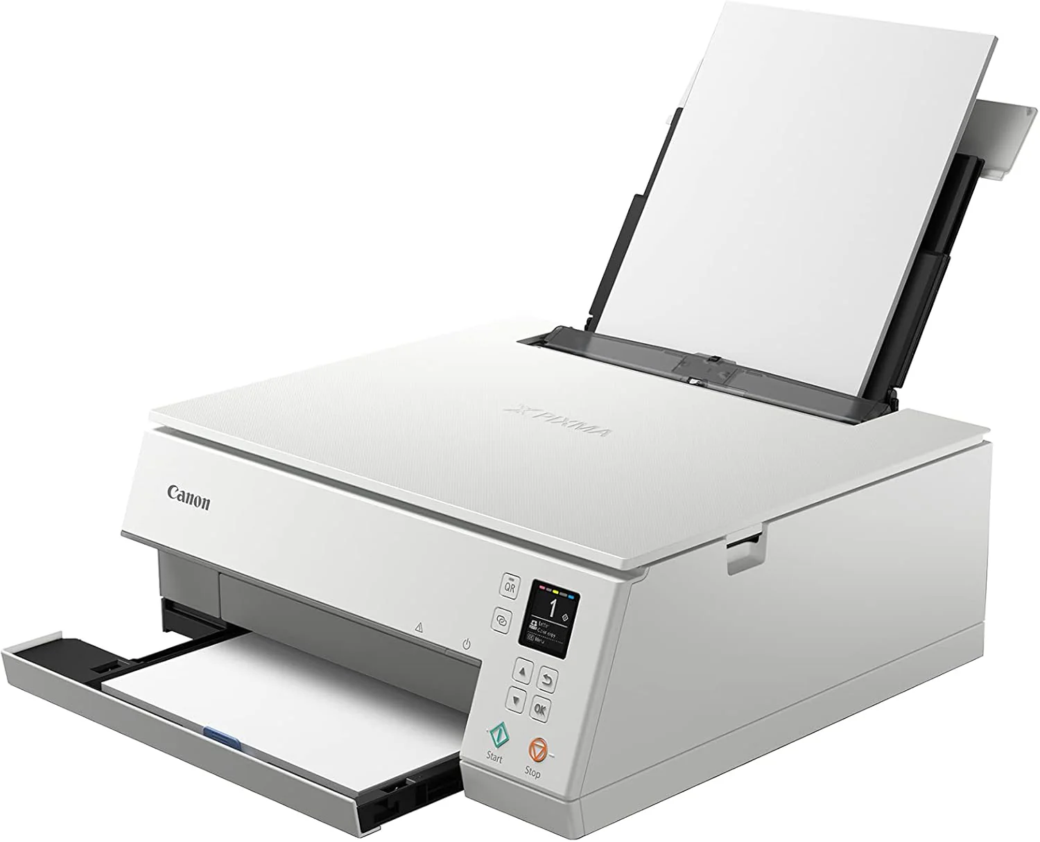 Canon PIXMA TS6350a printer, kleureninkjet multifunctioneel apparaat DIN A4 (fotoprinter, scanner, kopieerapparaat, OLED, 4.800x1.200 dpi, USB, WLAN, 5 afzonderlijke inkten, dubbelzijdig afdrukken, 2 papierladen), zwart