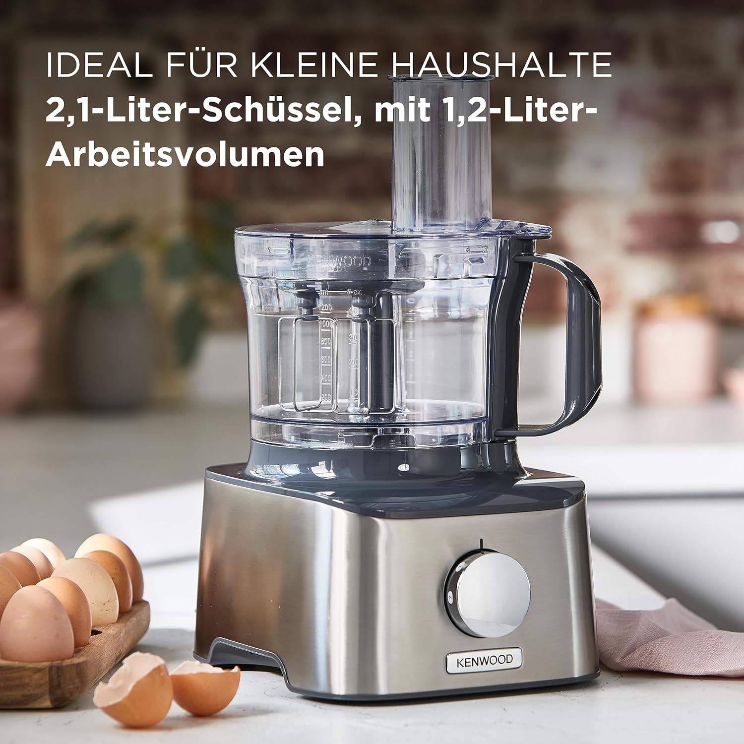 Kenwood MultiPro OneTouch FDM73.850SS – 3-in-1 Kompakt-Küchenmaschine & Mixer, 12 Zubehörteile, 6 Automatikprogramme, Variable Geschwindigkeit & Pulse-Funktion, Integrierte Waage, 1000 W, Silber