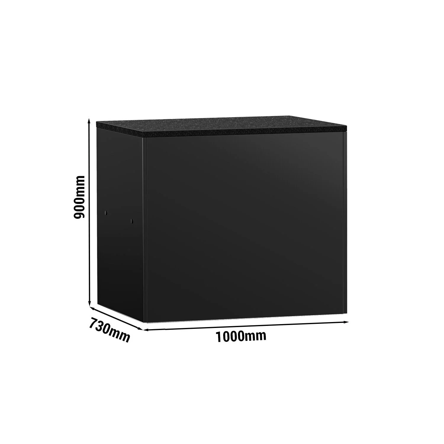 Kassaseksjon MADRID & 3 skuffer - 1000x730 mm - svart front - topplate i svart granitt 20 mm - svart matt