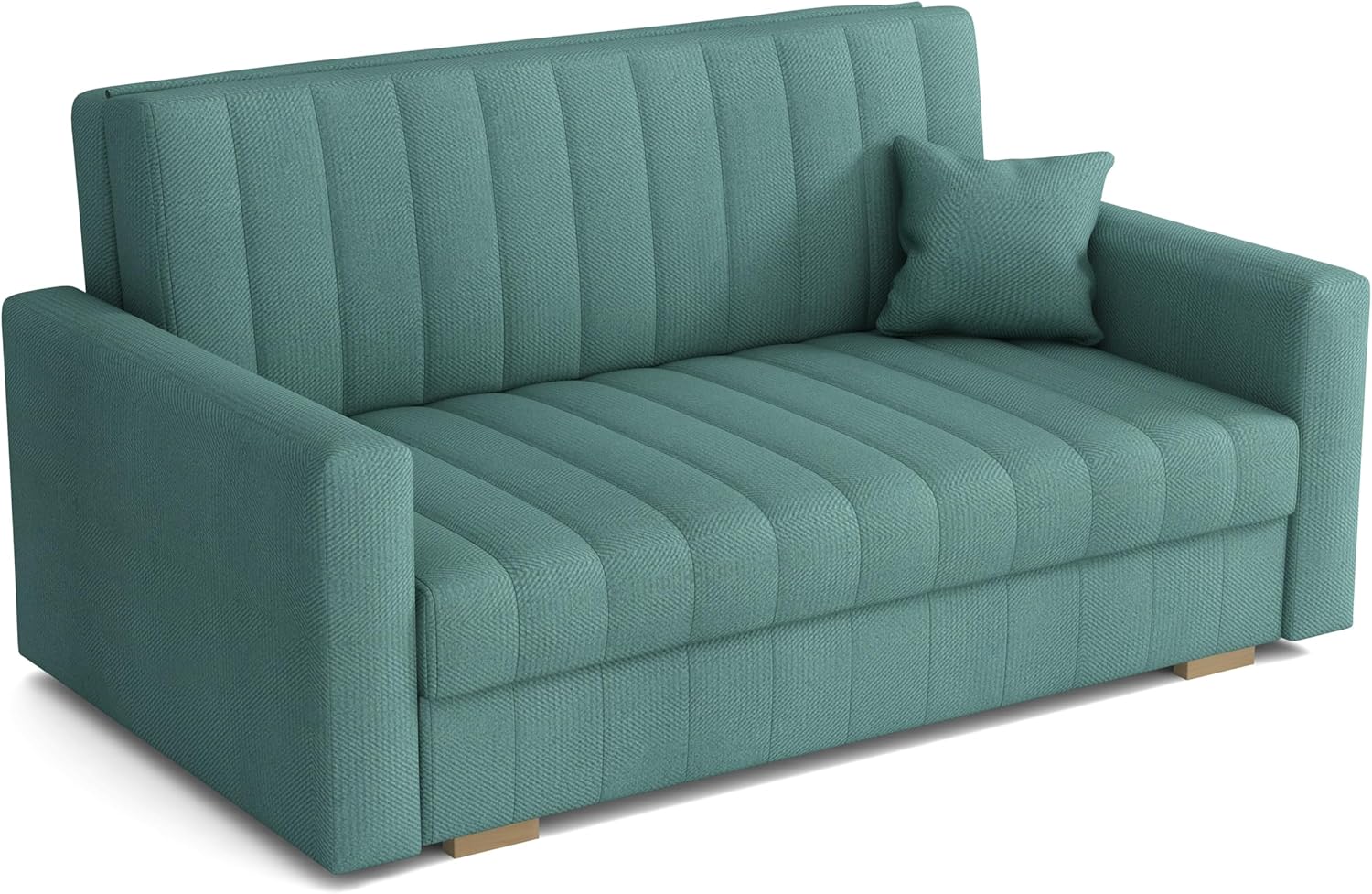 Schlafsofa klein Zanzibar I Sofa 3 Sitzer 153 cm Breit I Sofa mit Schlaffunktion I Schlafsofa mit Bettkasten I Couch mit Schlaffunktion Klein Mint