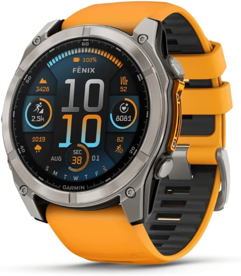 Fenix 8–51 mm, AMOLED, Saphir-Titan, mit Sparkorange/Graphit-Silikonband