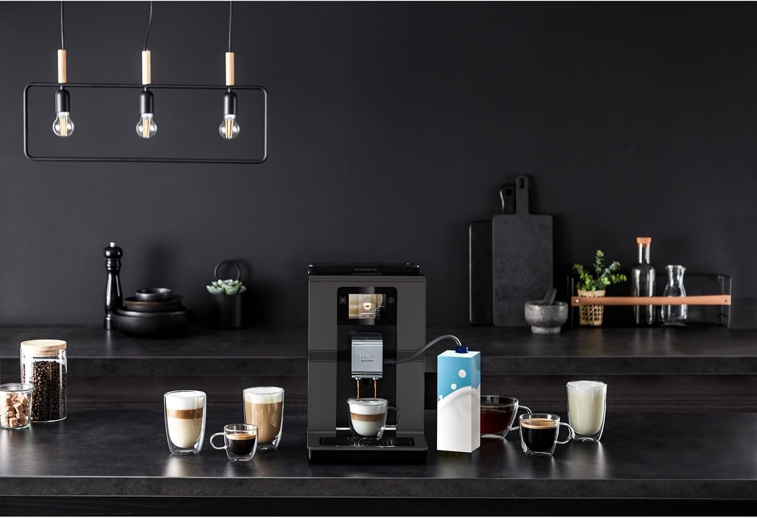 Krups Intuition Preference Kaffeevollautomat mit Milchschlauch, 11 Getränke, Personalisierung, 2-Tassen-Funktion, Kaffeemaschine, Schwarz, EA872810