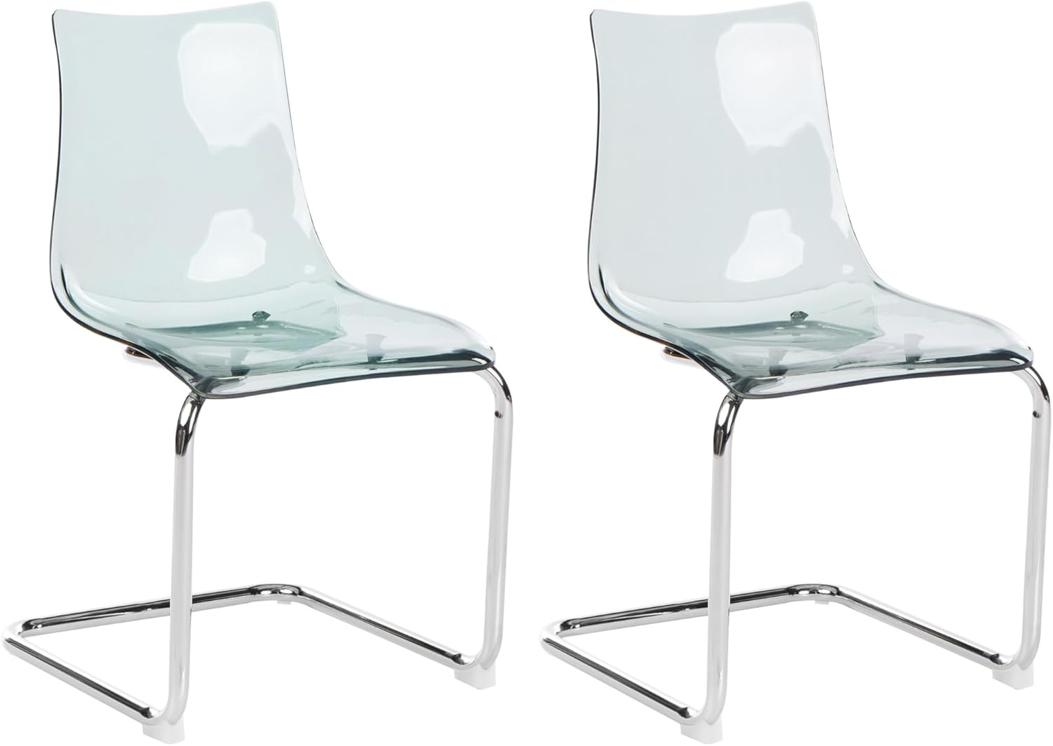 Beliani Esszimmerstuhl 2er Set Kunststoff transparent schwarz Freischwinger Marshall