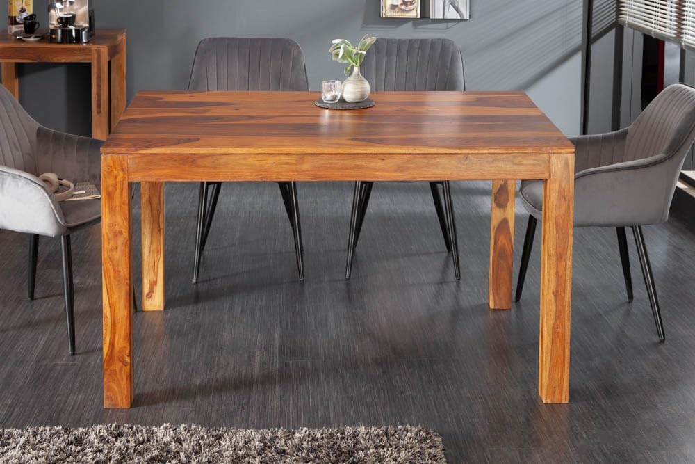 Riess Ambiente Massivholz Esstisch Pure 120cm Natur Stone Finish Sheeshamholz einzigartige Maserung Esszimmertisch Massivholztisch Holztisch Küchentisch