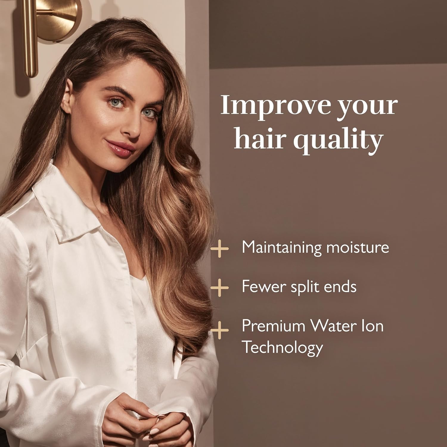 Silk'n Haartrockner I SilkyAir Pro HDB003 I Premium Föhn mit bürstenlosem Motor und Wasser-Ionen-Technologie I 3 Aufsätzen, hitzebeständiger Matte und Reiseetui, 1600 W, Champagner