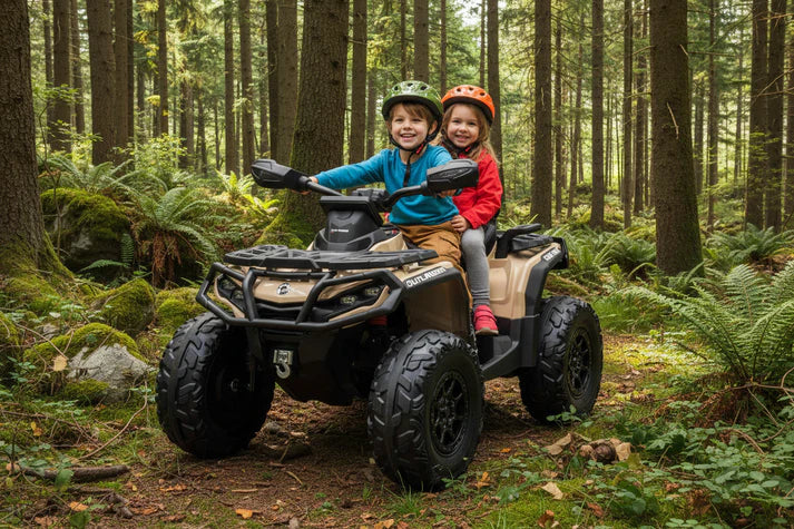 Licensed Cam Am Outlander 24V Electric Kids 2 Seater Quad Bike - Khaki