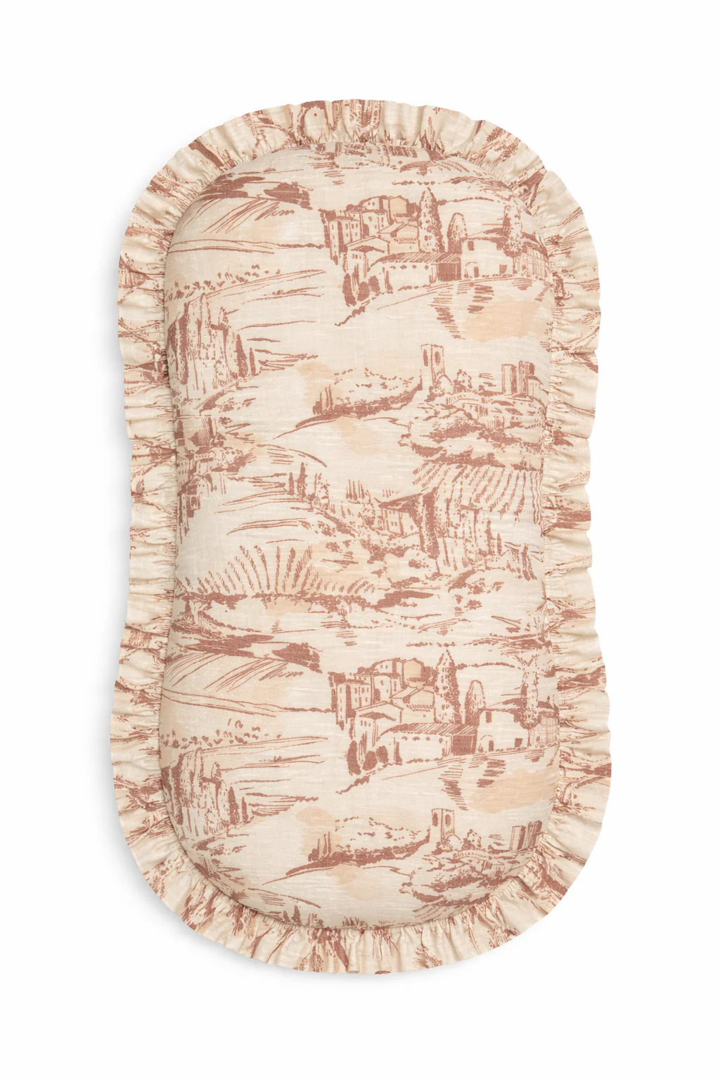 Brown Toile Ruffle Baby Lounger Cover