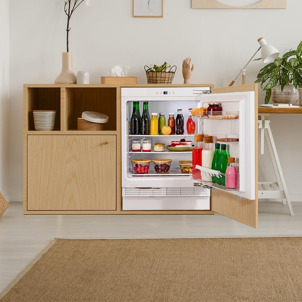 Cecotec Mini Réfrigérateur Encastrable 138 L Bolero CoolMarket TT BI 138 White E. Hauteur 81,8 cm, 59,5 cm large, Affichage Tactile, Refroidissement Rapide, Porte Réversible, Température Réglable