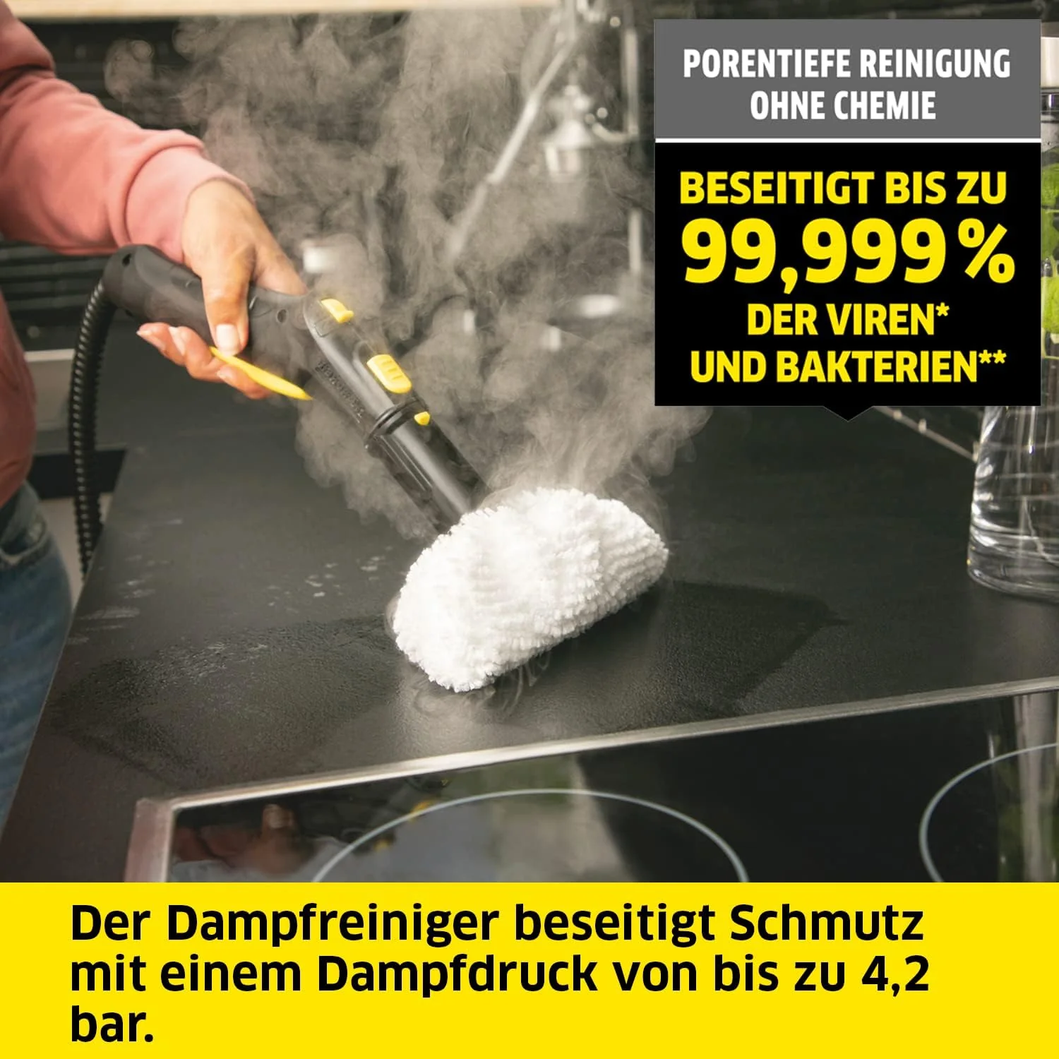 K?rcher stoomreiniger SC 5 EasyFix met heetwatertoevoer, stoomdruk: 4,2 bar, opwarmtijd: 3 min., oppervlak: ca. 150 m2, tank: 0,5 l + 1,5 l, incl. EasyFix-vloerreinigingsset en sproeiers
