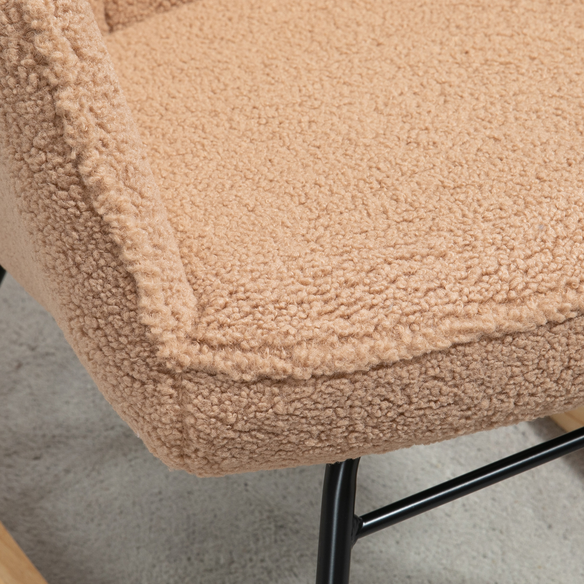 Schommelstoel in Retro-Design, Massief Hout, Stoel, Relaxstoel, 92 cm x 71 cm x 101 cm, Bruin