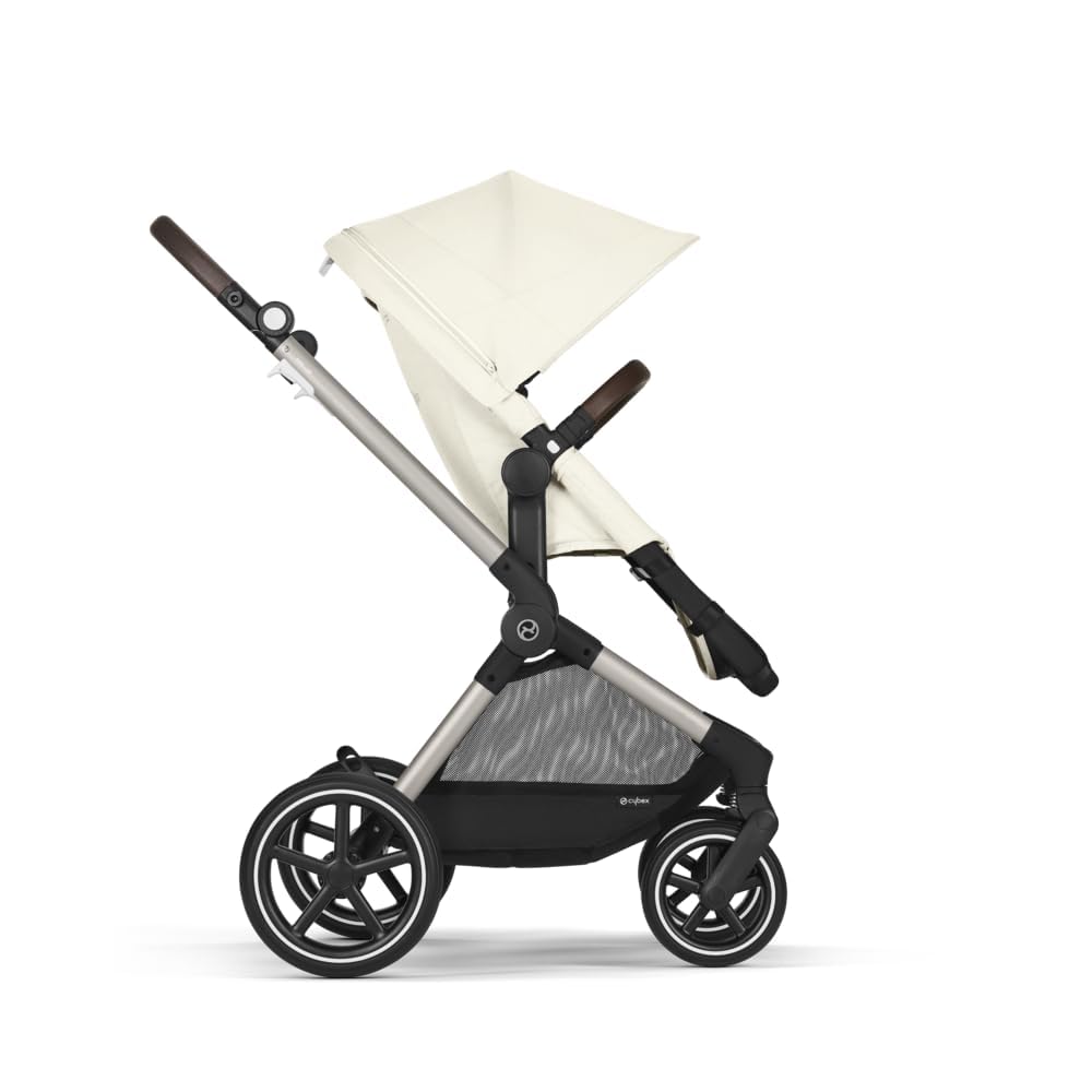 CYBEX Gold Kinderwagen EOS Lux 2-in-1 mit Babyschale Aton B2 i-Size und Babyschalen-Adapter, Reisesystem, Ab Geburt bis 22 kg (ca. 4 Jahre), Moon Black (Schwarz)