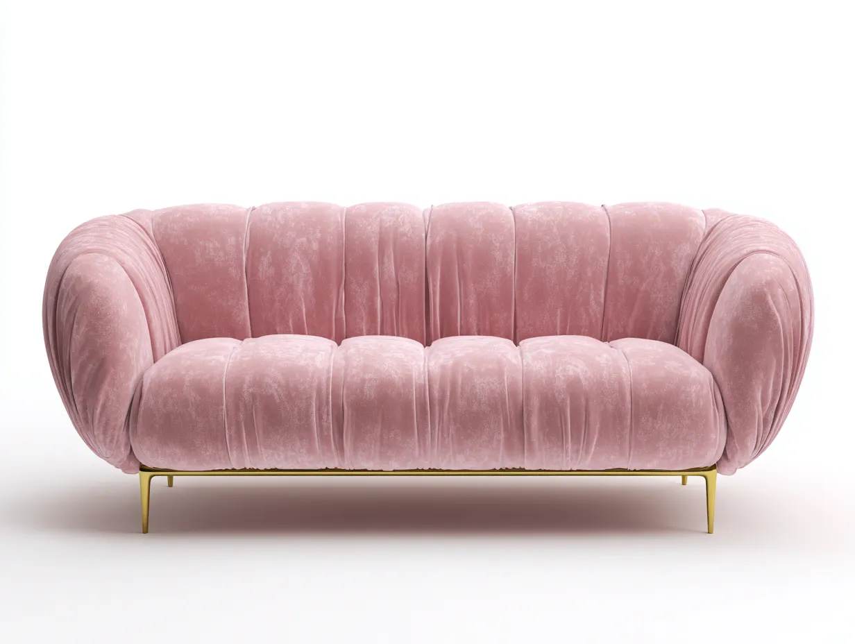 2-Sitzer Sofa aus Samtstoff 175 x 92 x 80 cm - rosa - für das Wohnzimmer - modern gepolstert mit goldfarbenem Metallgestell