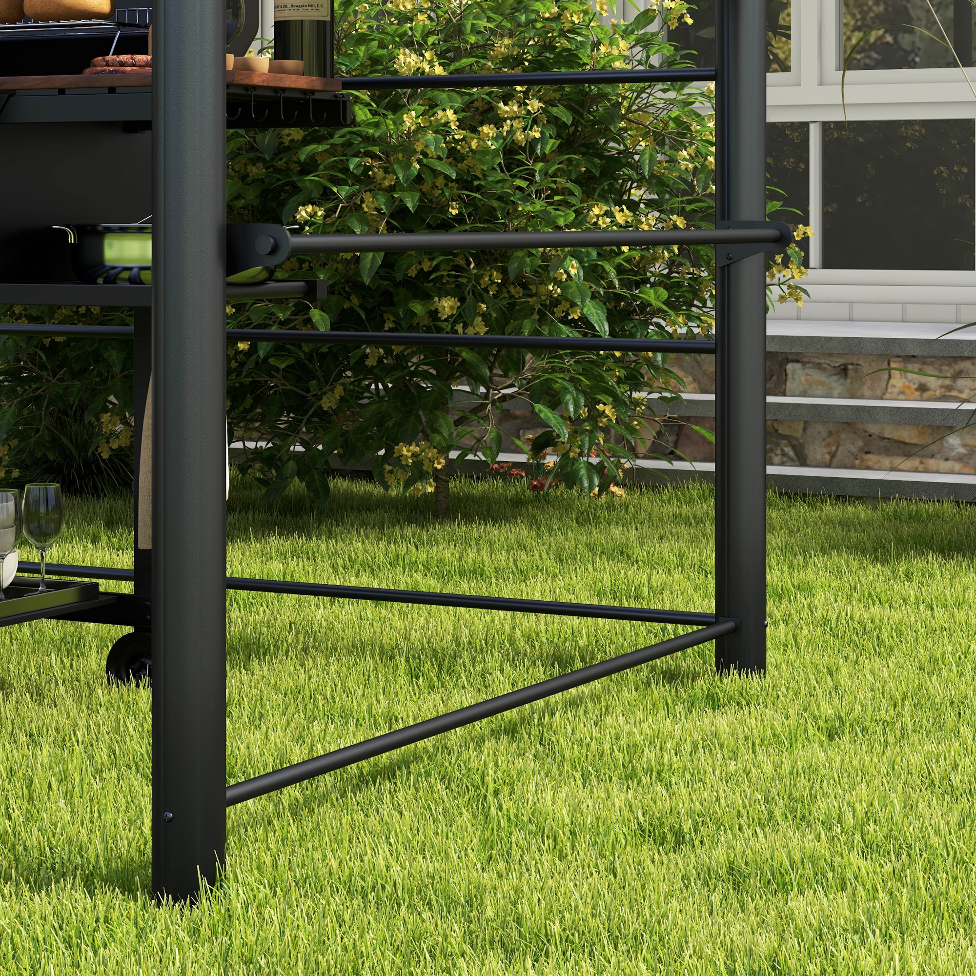 Outsunny Grillpaviljoen Grilldak Grillprieel, weerbestendig, 240 cm x 150 cm x 230 cm, Geelbruin + Donkergrijs