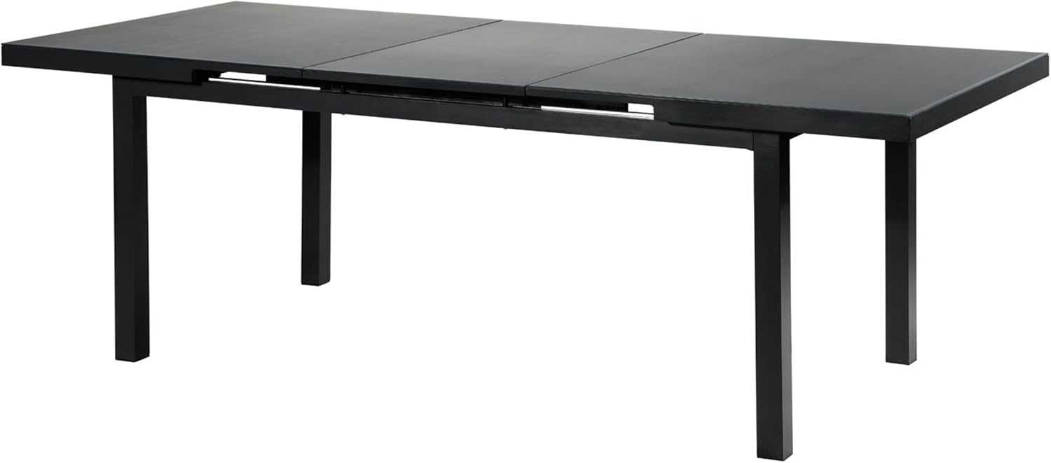 OUTFLEXX Premium Garten-Essgruppe, anthrazit matt, Alu/Textilene, Tisch 180/240x100cm, 8 Klappstühle
