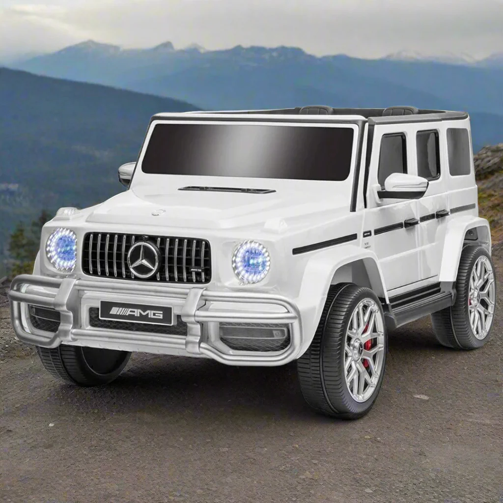 Licensed Mercedes 2 Seater 24v AMG G63 G Wagon Electric Ride On Jeep with (upgraded version) with MP4 screen - White