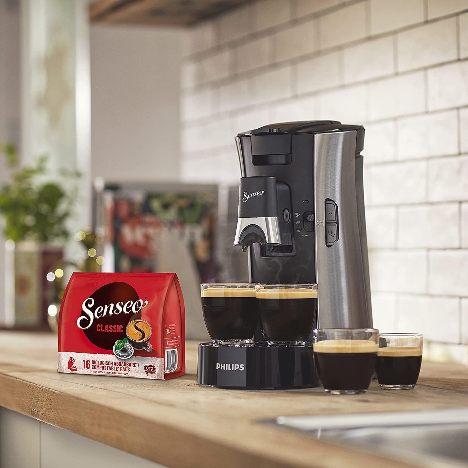 Philips Senseo Select CSA240/20 Kaffeepadmaschine (Kaffeestrkewahl Plus, Memo-Funktion, aus recyceltem Plastik), Schwarz Eco