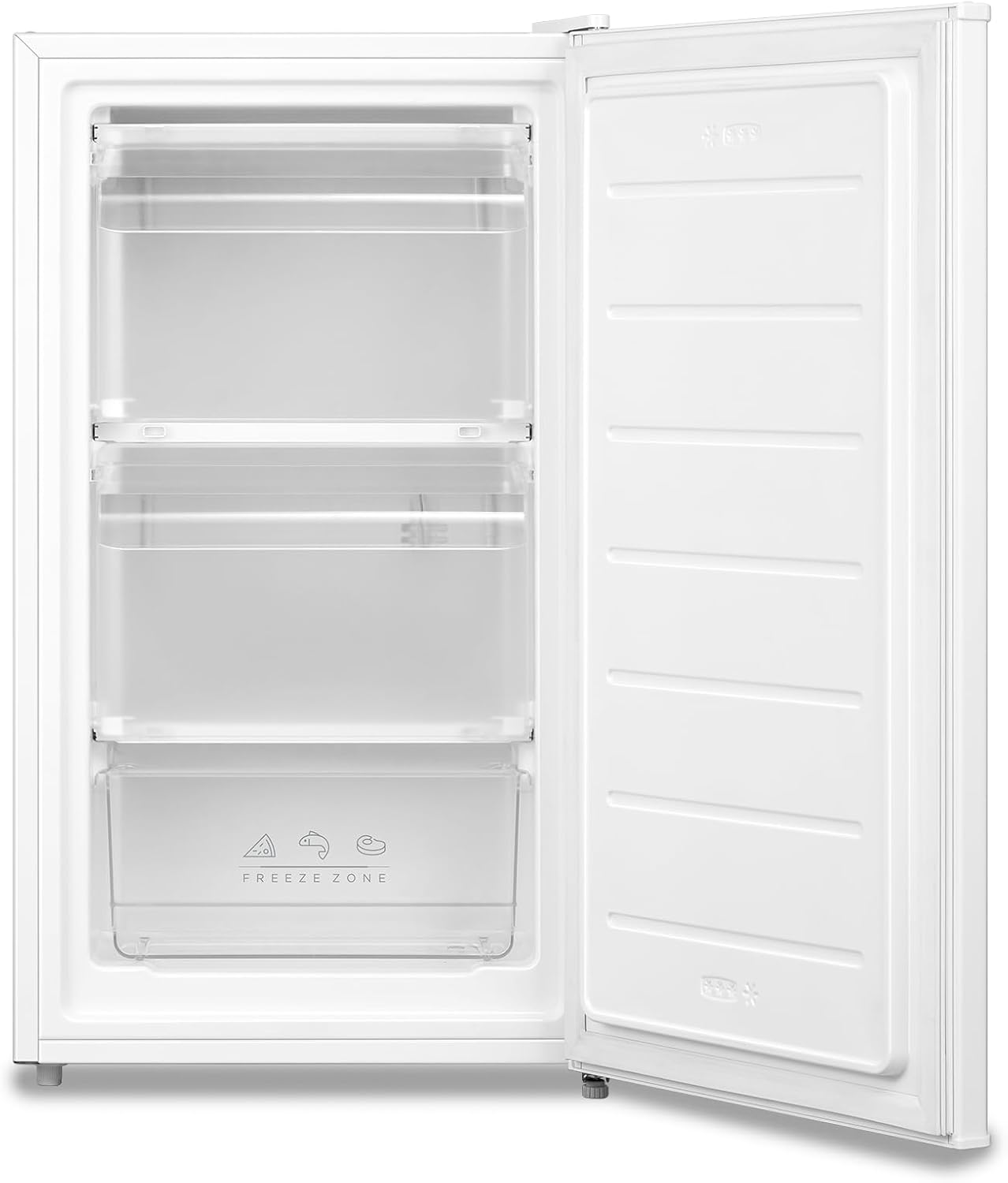 RCU60WH2(E) 60L Gefrierschrank senkrecht mit Schubladen, 3x Gefrierschublade, Eintür, einstellbare Temperatur, umkehrbare Tür, leise, Freistehend, Weiß