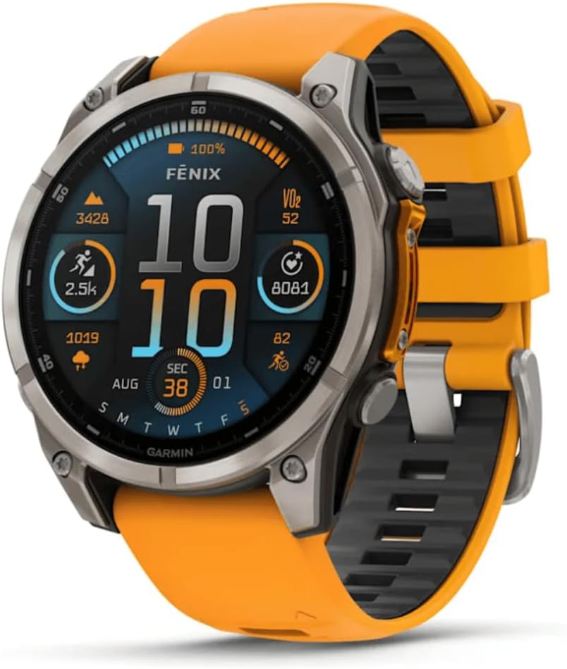 Amoled Smartwatch Fenix 8-47 mm | Bis zu 29 Tage Akkulaufzeit | Die ultimative Smartwatch mit integrierter LED-Taschenlampe, Gesundheitsüberwachung