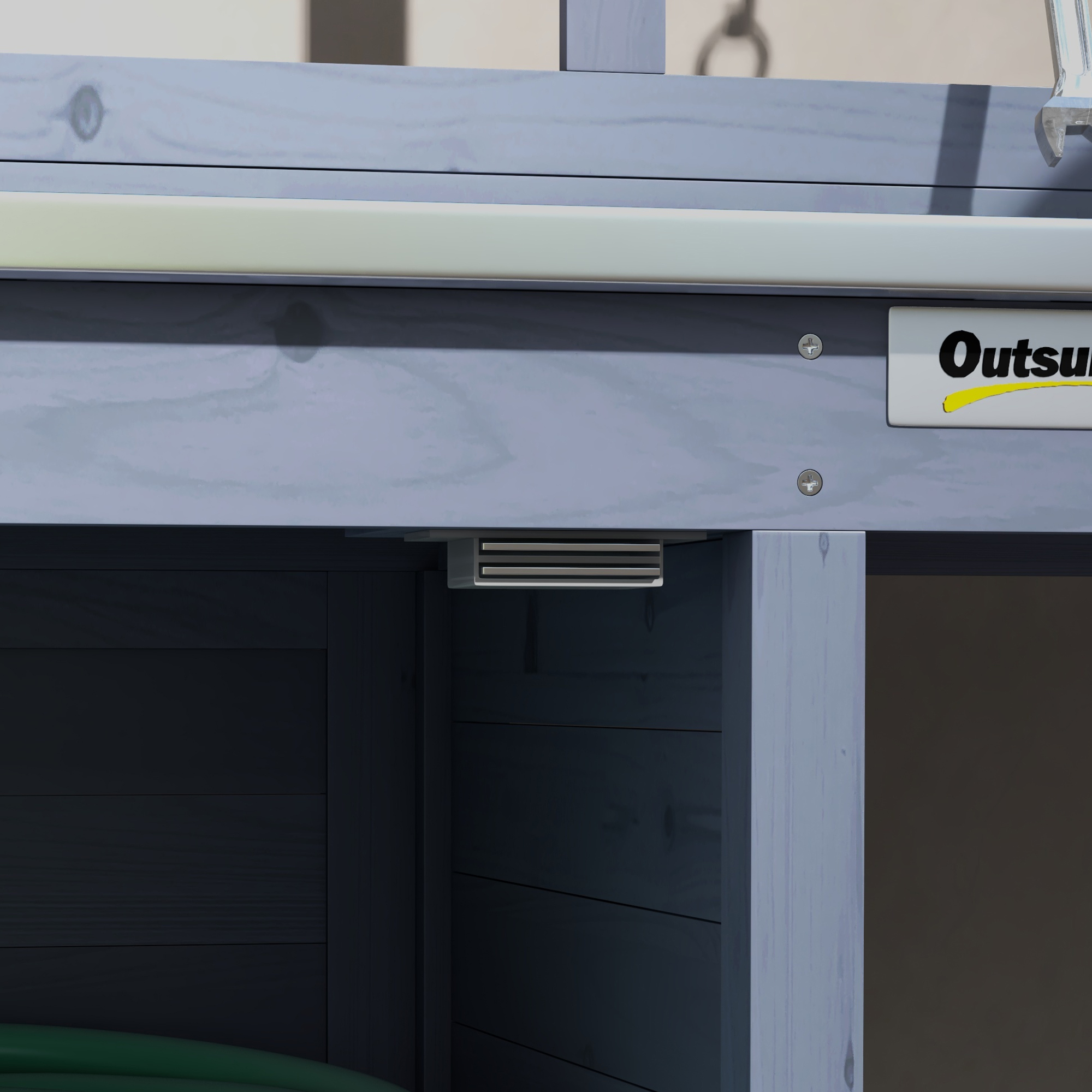 Outsunny Tuinset met opbergkast, aluminium werkblad, opbergruimte, 112x47x146cm, Grijs