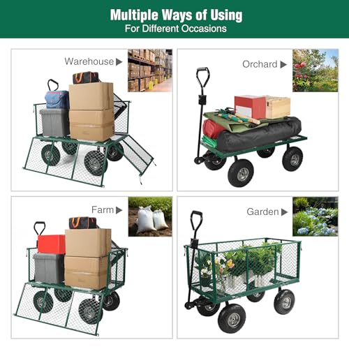 campMax Carrelli da giardino in acciaio a maglia, carrello da giardinaggio estraibile resistente con ruote e lati rimovibili, verde : Amazon.it: Giardino e giardinaggio