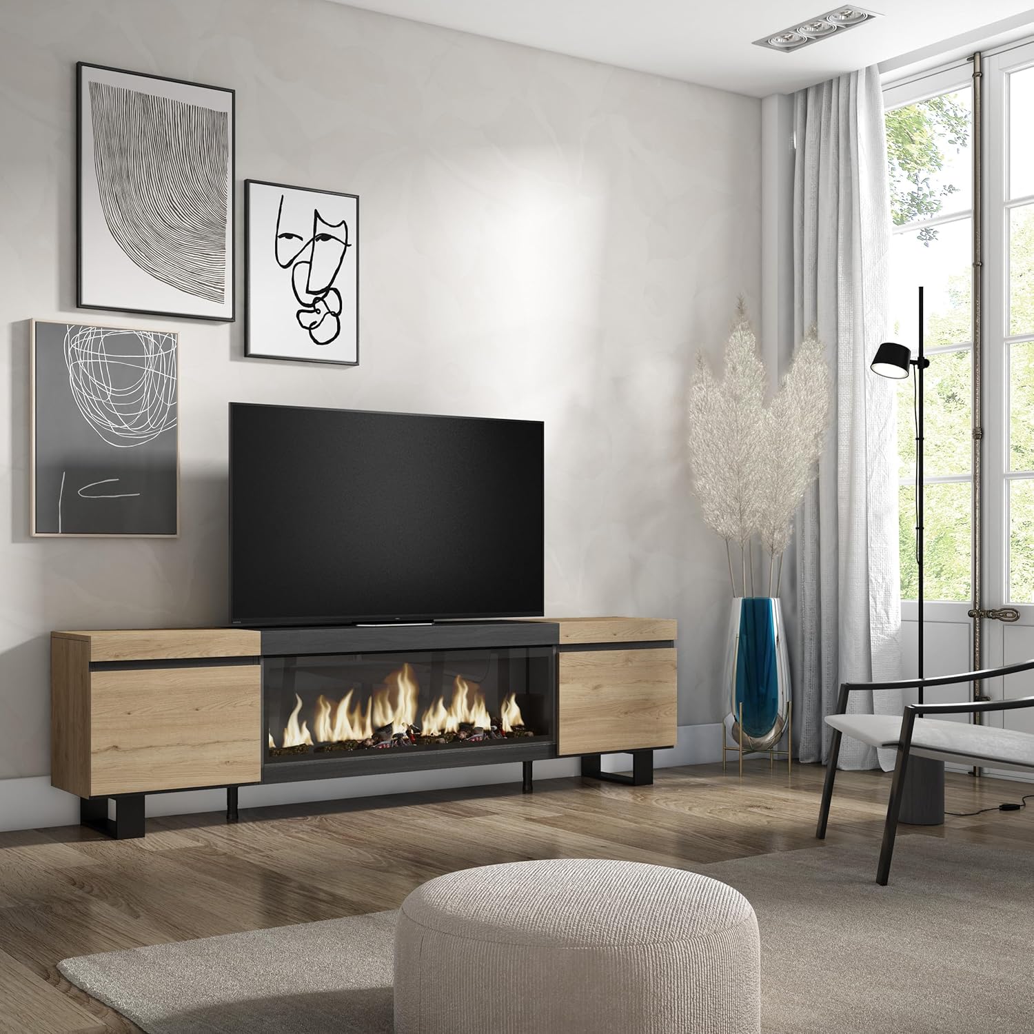 Skraut Home | TV-Schrank, Lowboard | für Wohnzimmer und Esszimmer | 210 | Für TV-Geräte bis zu 80