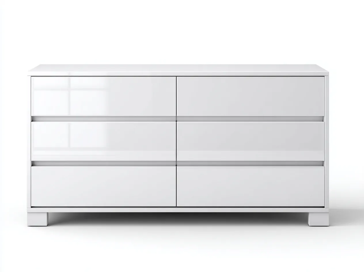 Kommode mit Schubladen - Holz-Metall - 160x46x78 cm - Weiß - Modernstil