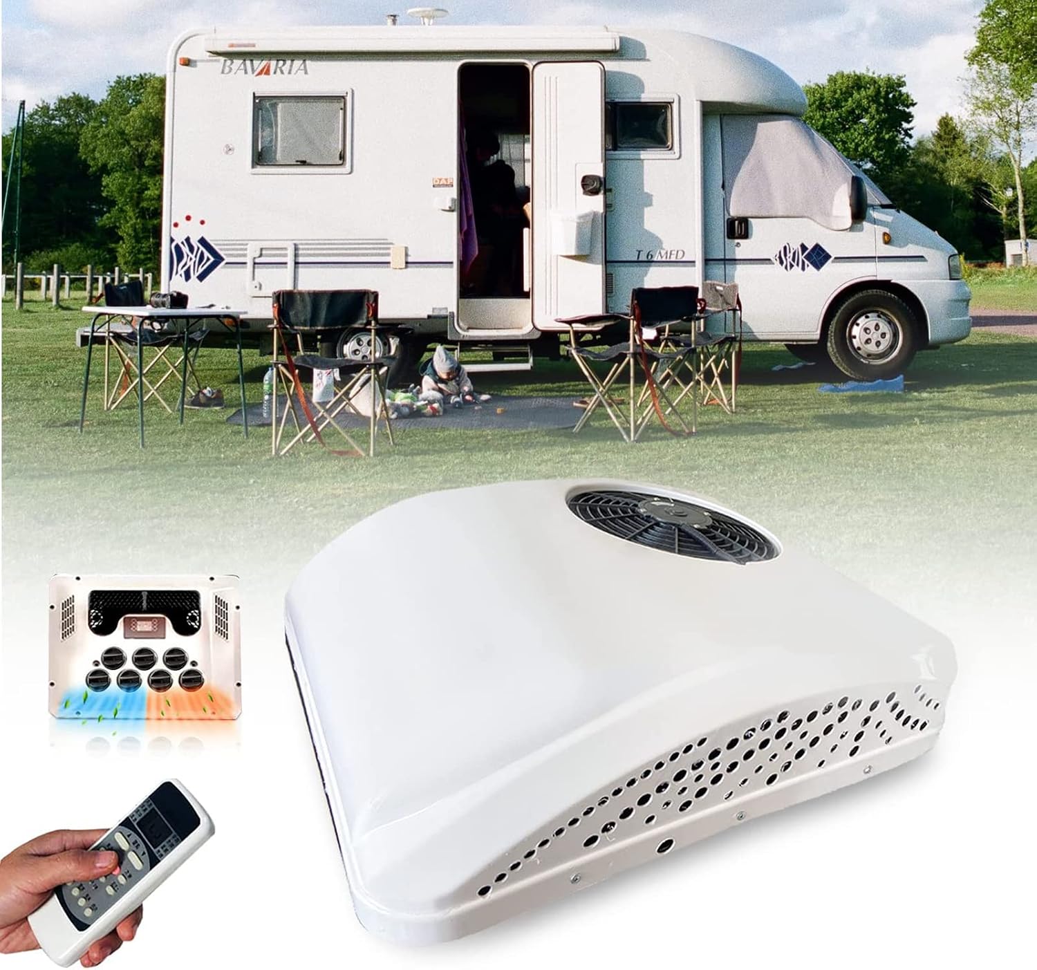AYUE Klimaanlage 2 in 1 DC RV Dachklimaanlage RV mit Kühlung und Heizung Elektrische Parkklimaanlage Wohnmobil Klimaanlage für Autos RV LKW