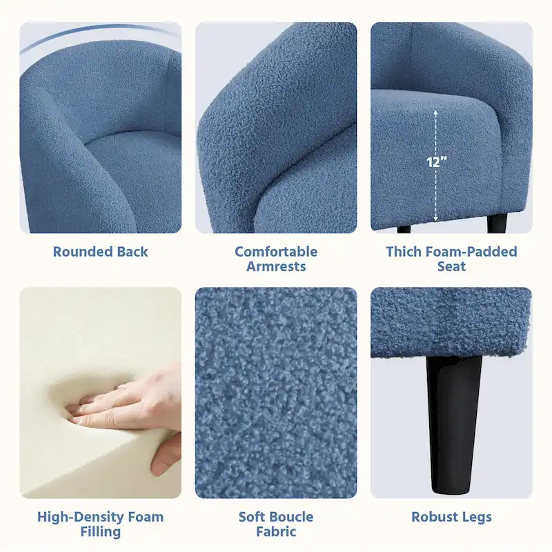 Yaheetech Club Chair Accent Barrel Chair Upholstered Arm Chair