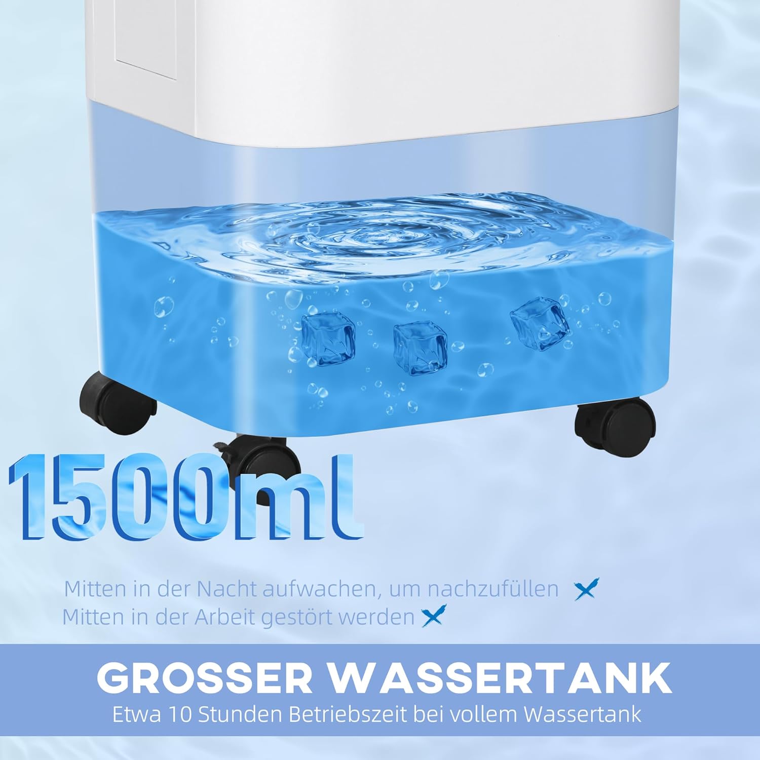 HOMCOM 3 in 1 Mobile Luftkühler mit Wasserkühlung und Luftbefeuchtung 15L Wassertank 60°oszillierendes Ventilator ohne Abluftschlauch mit 7,5h Timer, Fernbedienung, LCD-Anzeige, für 20 ㎡