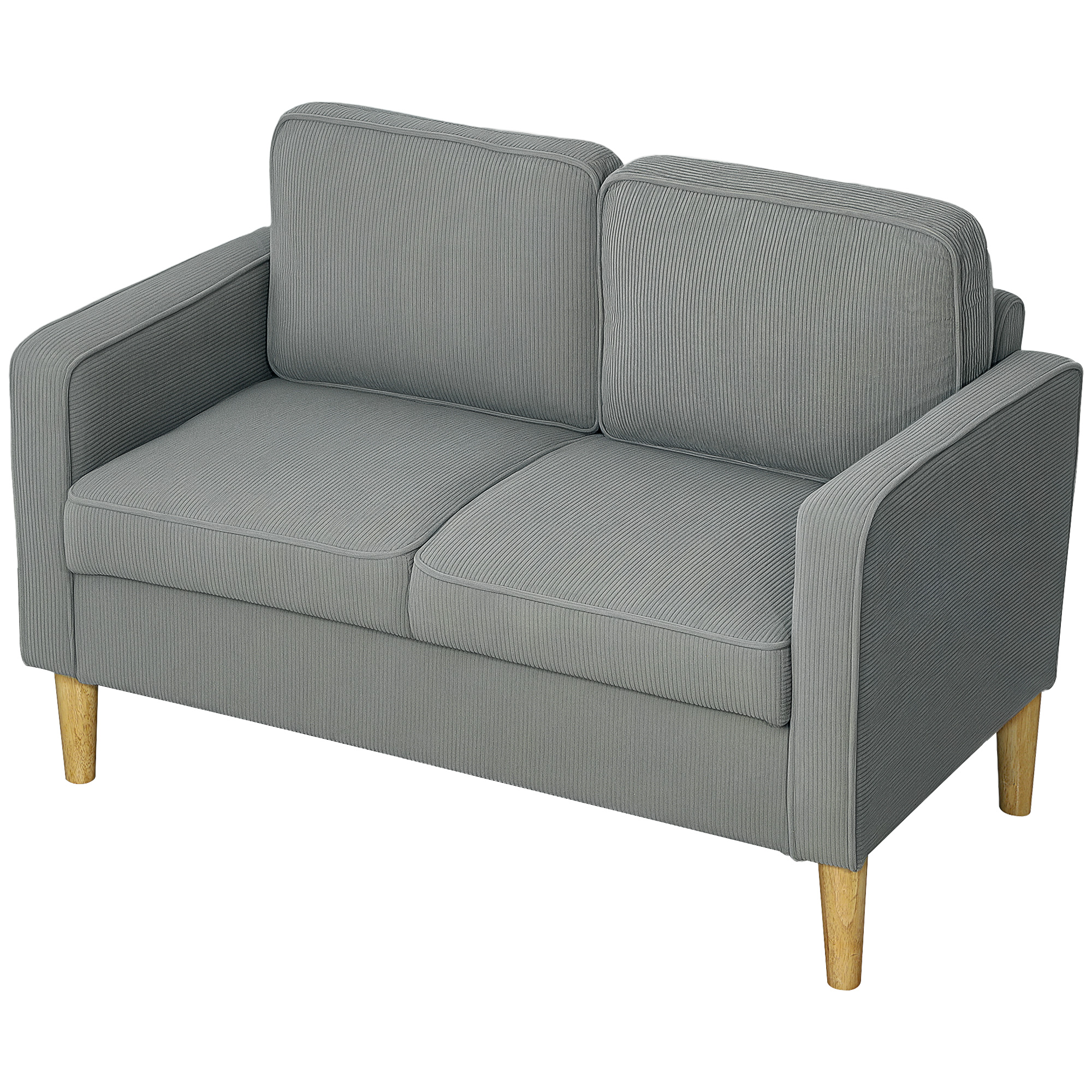 Tweezitsbank met opbergruimte en stevige houten poten, voor woonkamer, slaapkamer, 117 x 63 x 79 cm, Lichtgrijs