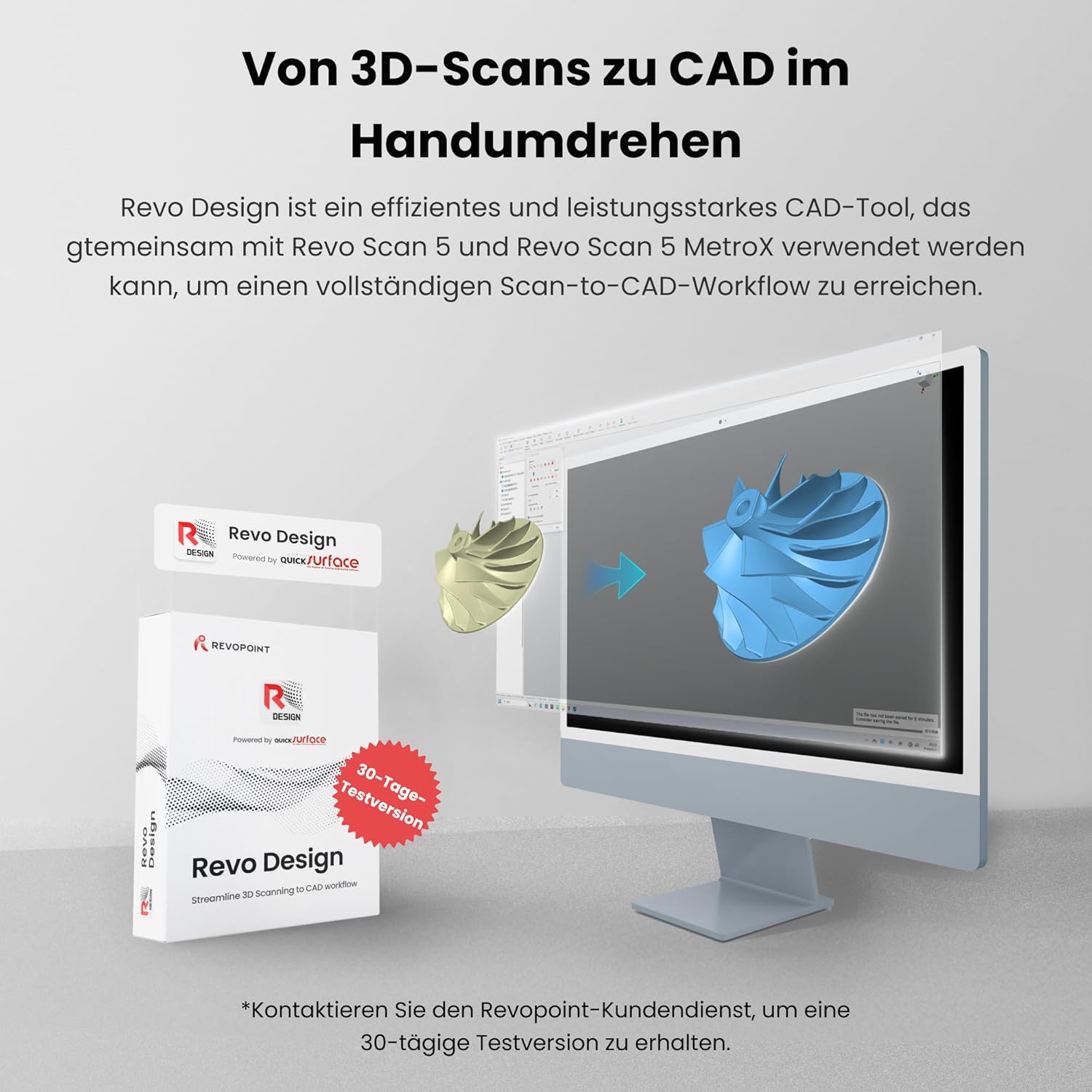Revopoint INSPIRE 3D-Scanner für 3D-Druck handgeführter, tragbarer 3D-Scanner mit bis zu 18 FPS Scangeschwindigkeit, 0,2 mm Genauigkeit, vollfarbiges 3D-Scannen Kompatibel mit Android/iOS/Mac/Win