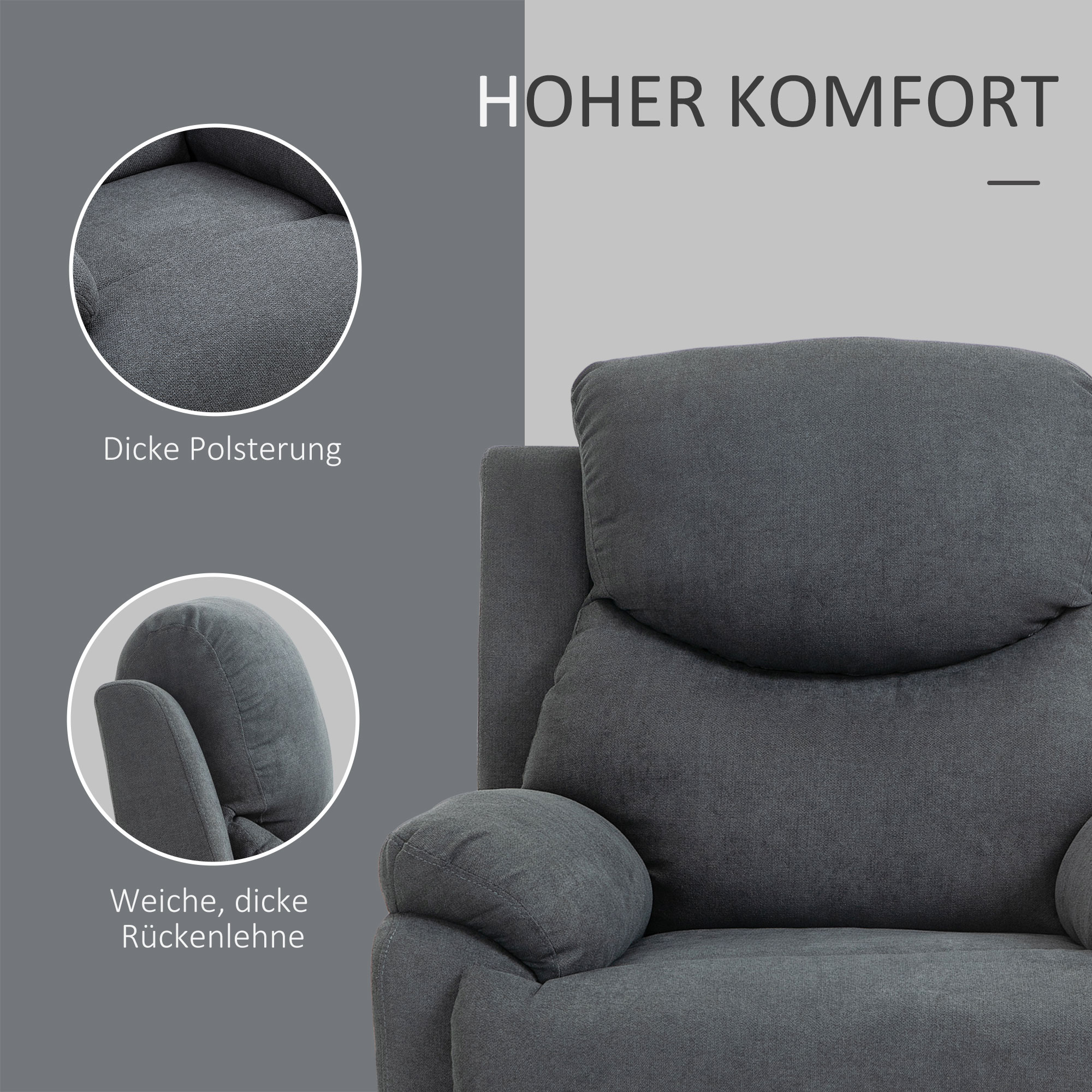 Relaxstoel, ligstoel, 150�� kantelbaar, Donkergrijs